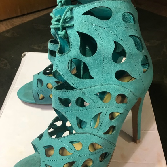 Aldo Aqua Zip up Lace up Heels - Picture 3 of 5